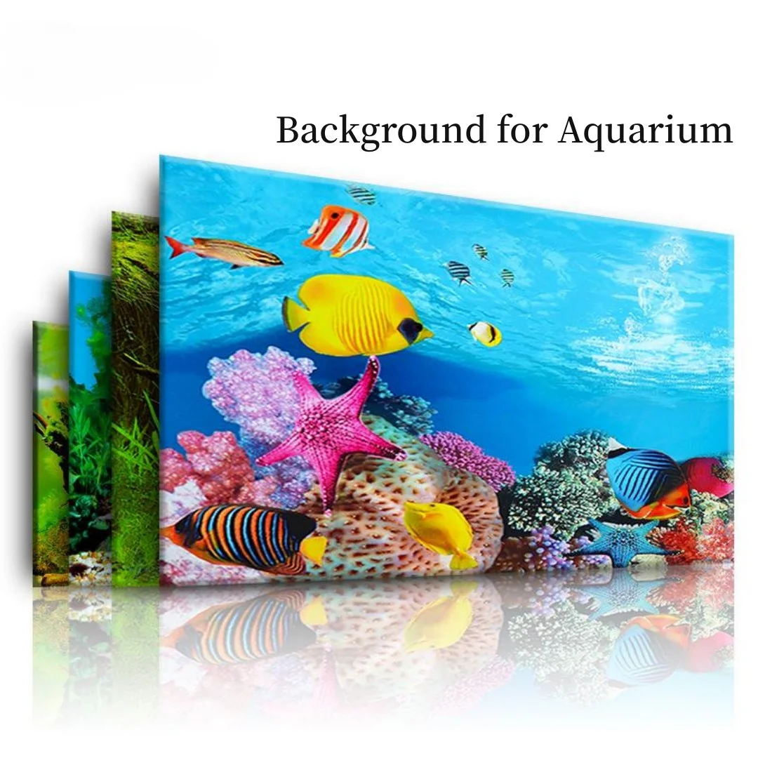 Marine Aquarium Aquascape - Arka plan Akvaryum 3D Etiket Posteri