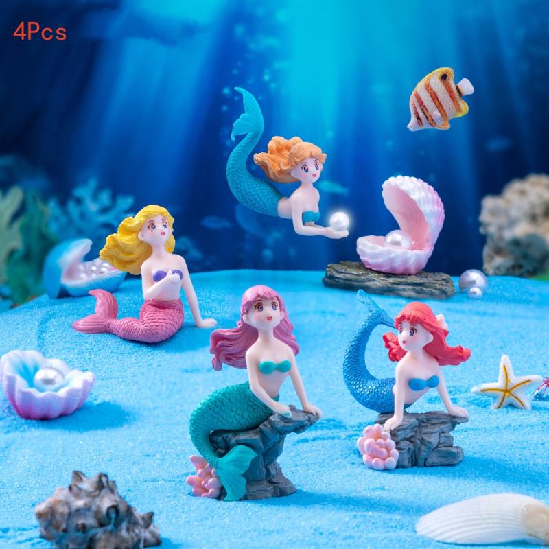 Marine Aquarium Aquascape - 4 adet plastik balık tankı küçük