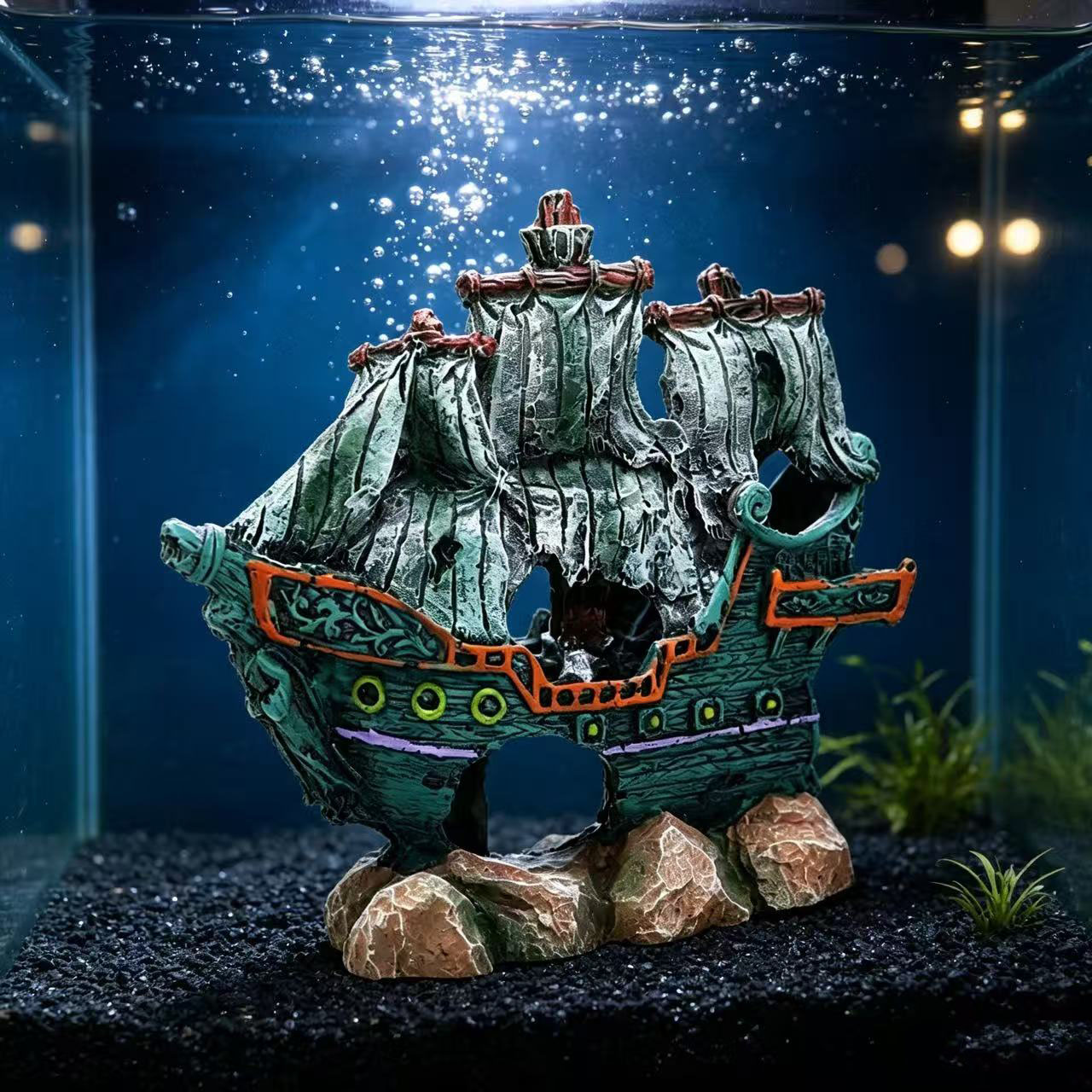 Aquarium Marina - Akvaryum Balık Tankı Peyzajı Yelkenli Gemi