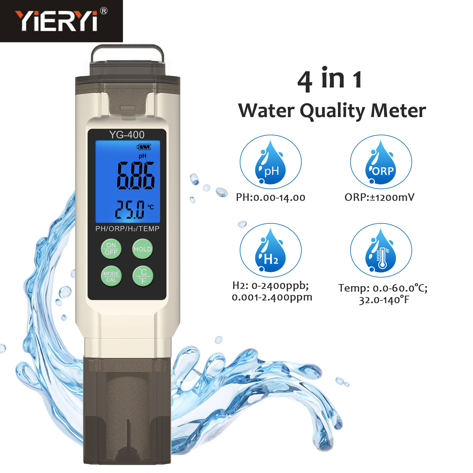 Marine Aquarium Water Analyzer - Yieryi 4'ü 1 arada Dijital PH