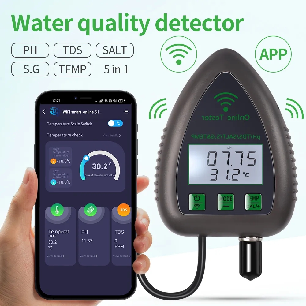 Tuya WiFi 5 in1 su kalitesi Te - Marine Aquarium Water Analyzer incelemesi ve fiyatı